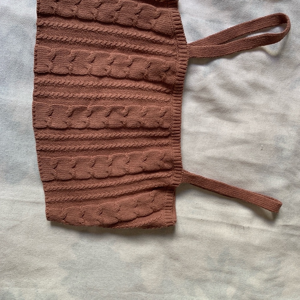 Brown Cable Knit Crop Top